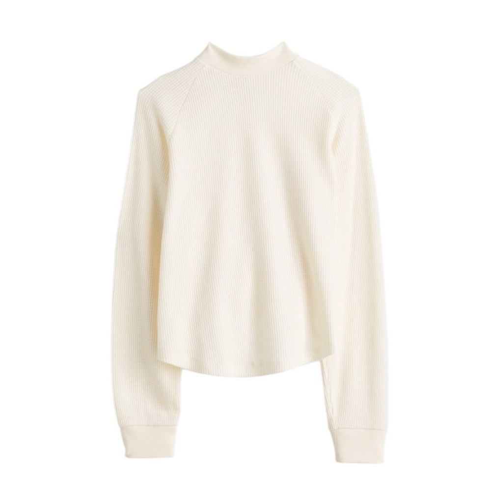 Madewell Waffle-Knit Long-Sleeve Crewneck Tee in Winter White (Ivory)